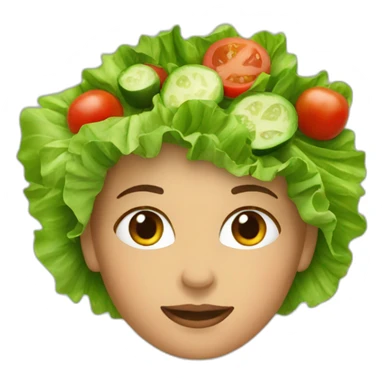 Woman with a salad on head sticker