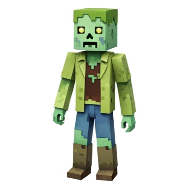 Minecraft Zombie full body, green blocky undead character sticker