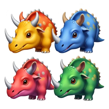 faces of different triceratops sticker