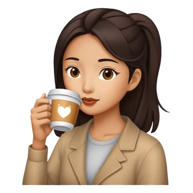 asian girl drinking coffee sticker