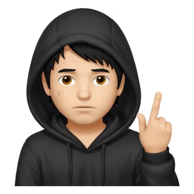 Moreno greñudo con capucha cuba la cara para el dedo del medio hombre pelo negro sticker