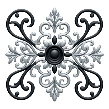 Black and silver filigree page divider, 3D, extremely detailed design sticker