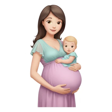 A beautiful pregnant woman standing in soft natural light near a window, gently holding her baby bump, wearing a flowing pastel dress, warm smile, cinematic photography, shallow depth of field, high resolution, soft tones, professional maternity photoshoot
 sticker