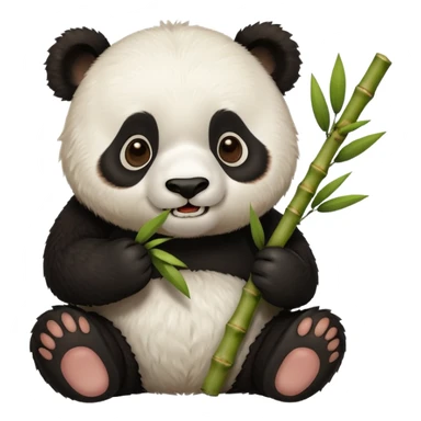 Tatlı Kahverengi ve beyaz renginde panda elinde bambu olsun tam ısırıcakken olsun sticker