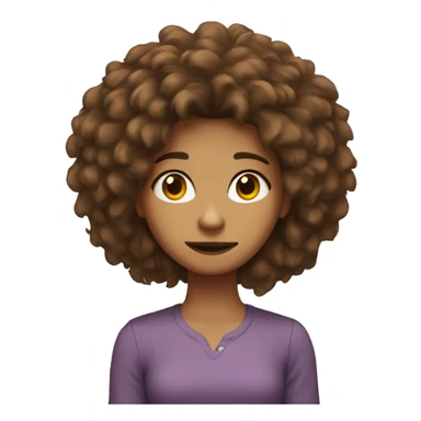 a girl with grizzy brown poofy hair looking like a lion sticker