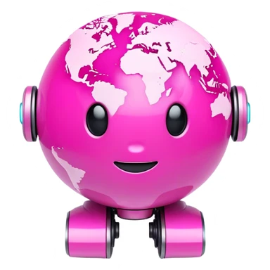 pink 3d robotic earth  sticker
