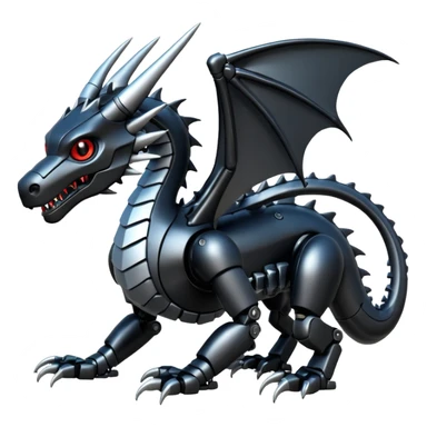 black robotic dragon sticker