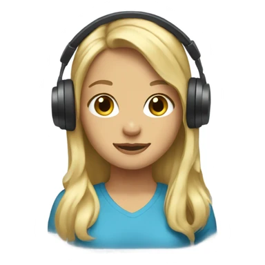 A blonde-haired girl with headphones on her head sticker