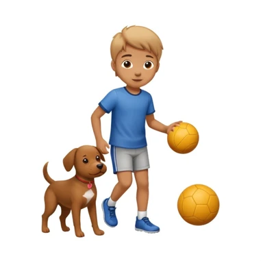 kid and dog playing with ball sticker