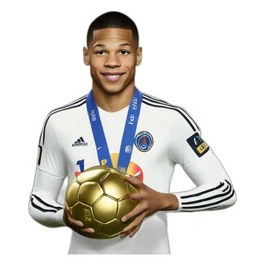 Mbappé avec un ballon d’or sticker