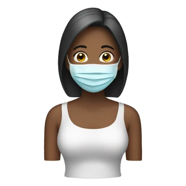A woman with a face mask sticker