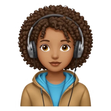 curly haired with headphones in and  black girl with sticker