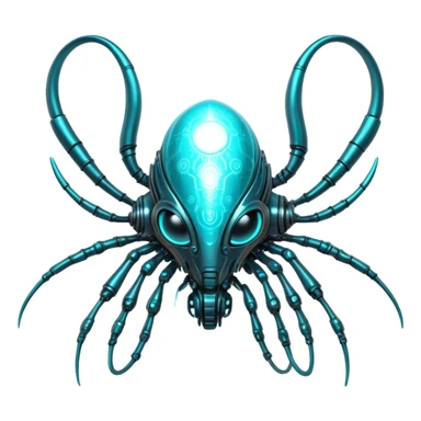  Cool Cybernetic Nebula Creature with glowing cyan antennae sticker