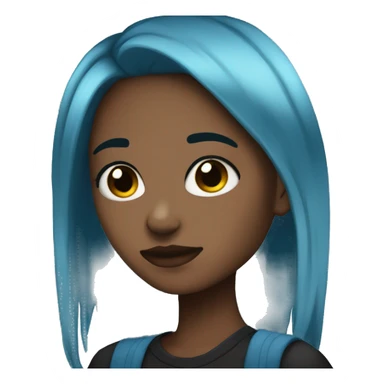 emo girl brown skin blue hair  sticker