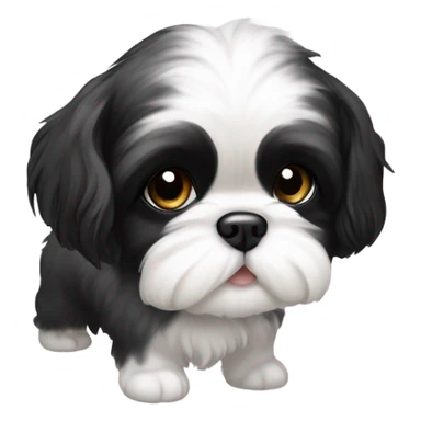 black and white puppy shih tzu sticker