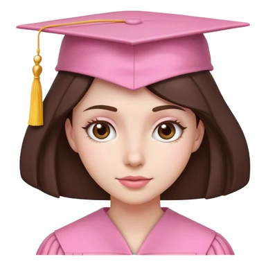 Brunette with a pink graduation cap sticker