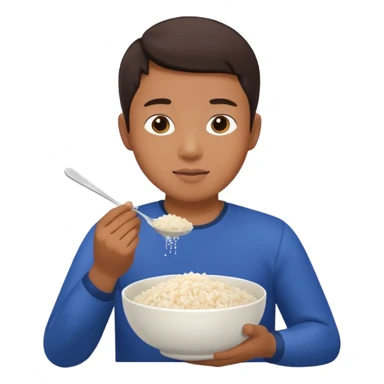 Asian man eating rice sticker