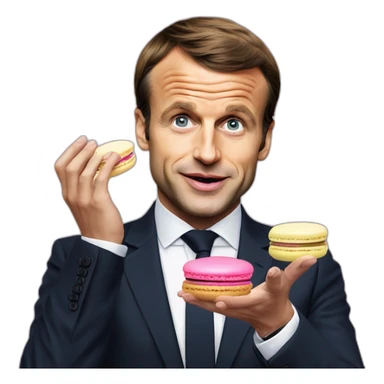 Emmanuel Macron qui mange un macaron sticker