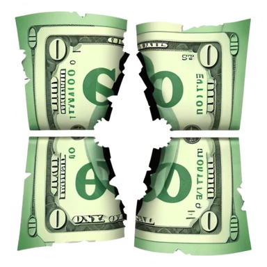 flat iPhone-style emoji of a dollar bill split in half, minimal details, flat look sticker
