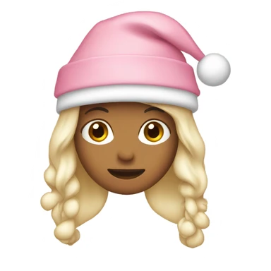 long hair women wear light pink santa hat sticker