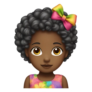 black baby girl with hair bow lying sticker