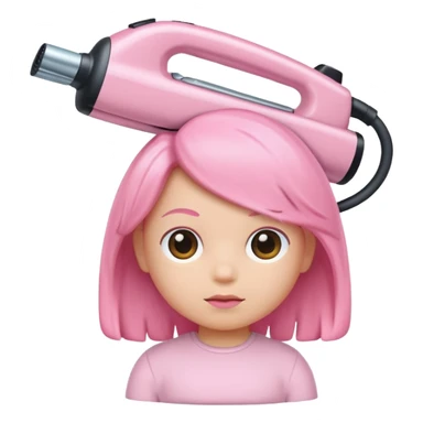 A baby pink color with hair iron in iOS emoji style, 3D icon, plastic texture, soft reflection, minimalist design. sticker