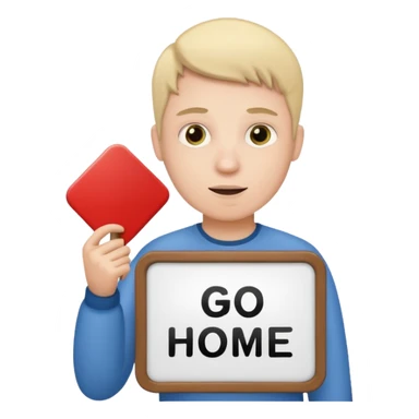 A white person holding a sign that says go home sticker