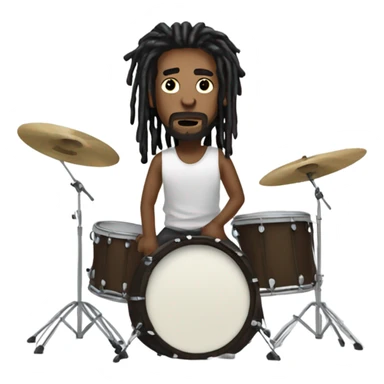 Create a dude with dreads sitting on drums sticker