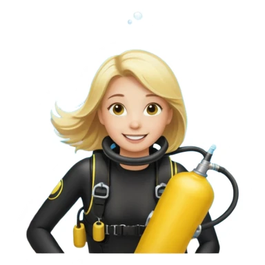 scuba diving girl blonde with yellow oxygen tank sticker