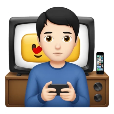 light black hair man watching TV sticker