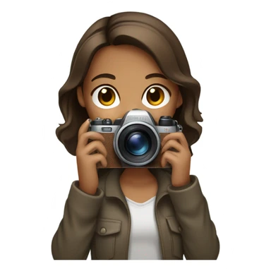 Create a cute girl with tan skin and brown hair taking a picture sticker