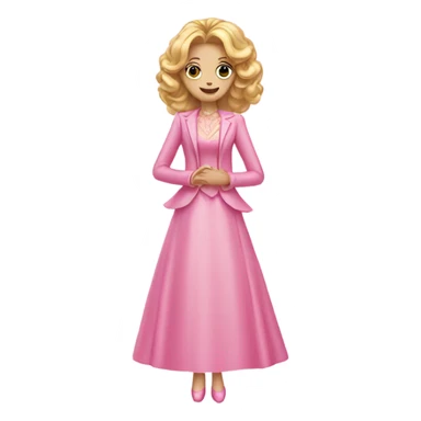 Glinda wearing a pink dress with a jacket  sticker