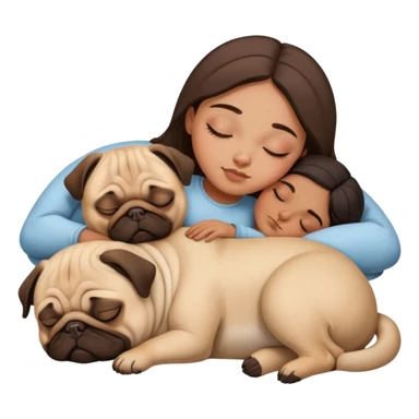 pug laying next the brown girl sleeping  sticker