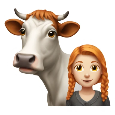 Ginger girl with a cow  sticker
