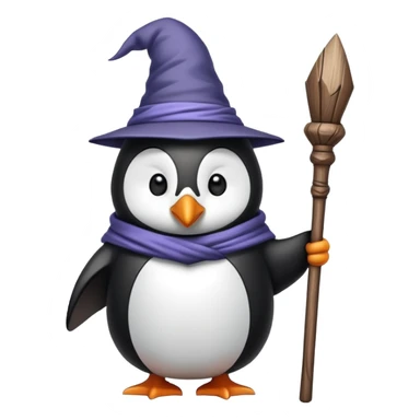 Wizard penguin with staff sticker