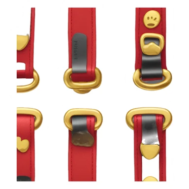 Red dog collar with a golden bone tag sticker