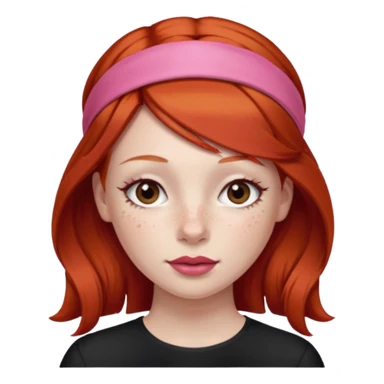 ["Fair skin female, smooth red hair, red ribbon headband."] sticker