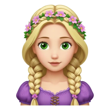 tangled disney rapunzel fair skin green eyes blonde hair flowers sticker