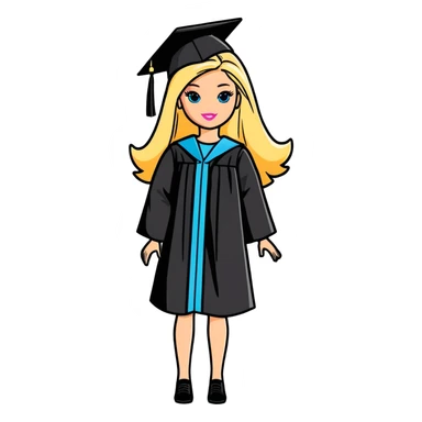 graduated barbie with blonde hair sticker
