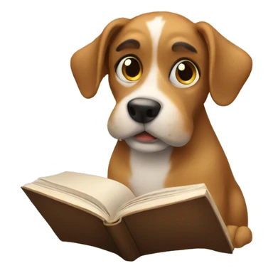 Dog reading book sticker