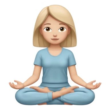 memoji of a girl meditating, relaxed pose, hands in lap, tranquil face, minimal background sticker