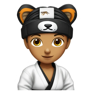 Girl, young tiger wearing a Jiu Jitsu gear with a black belt sticker