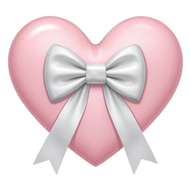 Light pink heart with white ribbon bow sticker