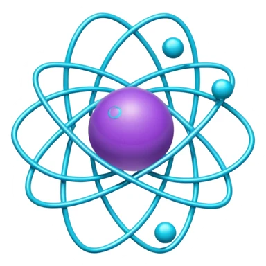 minimalistic atom, neon purple (#8B5CF6) and cyan (#00E0FF), representing Atom team creativity and innovation, clean tech design sticker