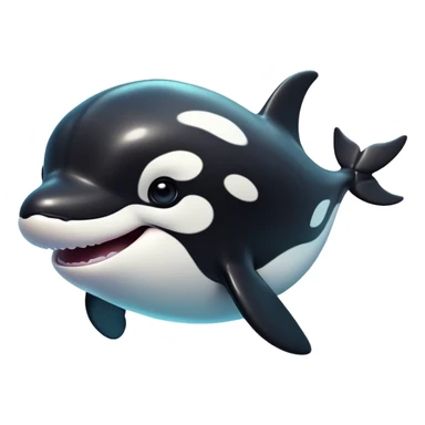 Cinematic Comical orca Portrait Emoji, Head tilted dramatically with an exaggeratedly shocked expression, featuring a sleek black-and-white body with wide, comically expressive eyes full of playful disbelief and animated flippers, Simplified yet hilariously expressive features, highly detailed, glowing with a slightly sassy oceanic glow, high shine, dramatic yet playful, stylized with an air of cheeky marine mischief, soft glowing outline, capturing the essence of a meme-worthy orca that looks ready to make waves with its hilariously dramatic antics! sticker