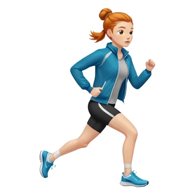 Ginger girl jogging with jacket middle part slick back bun sticker