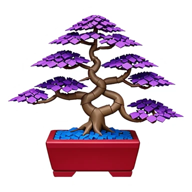 Bonsai Lego fine-leaf group crimson purple and cream blue forest planting origami  sticker