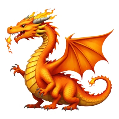 Fire dragon breathing fire, simplified google facebook artstyle sticker