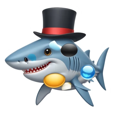 Shark with a top hat sticker