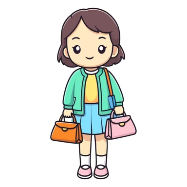 girl with purses sticker